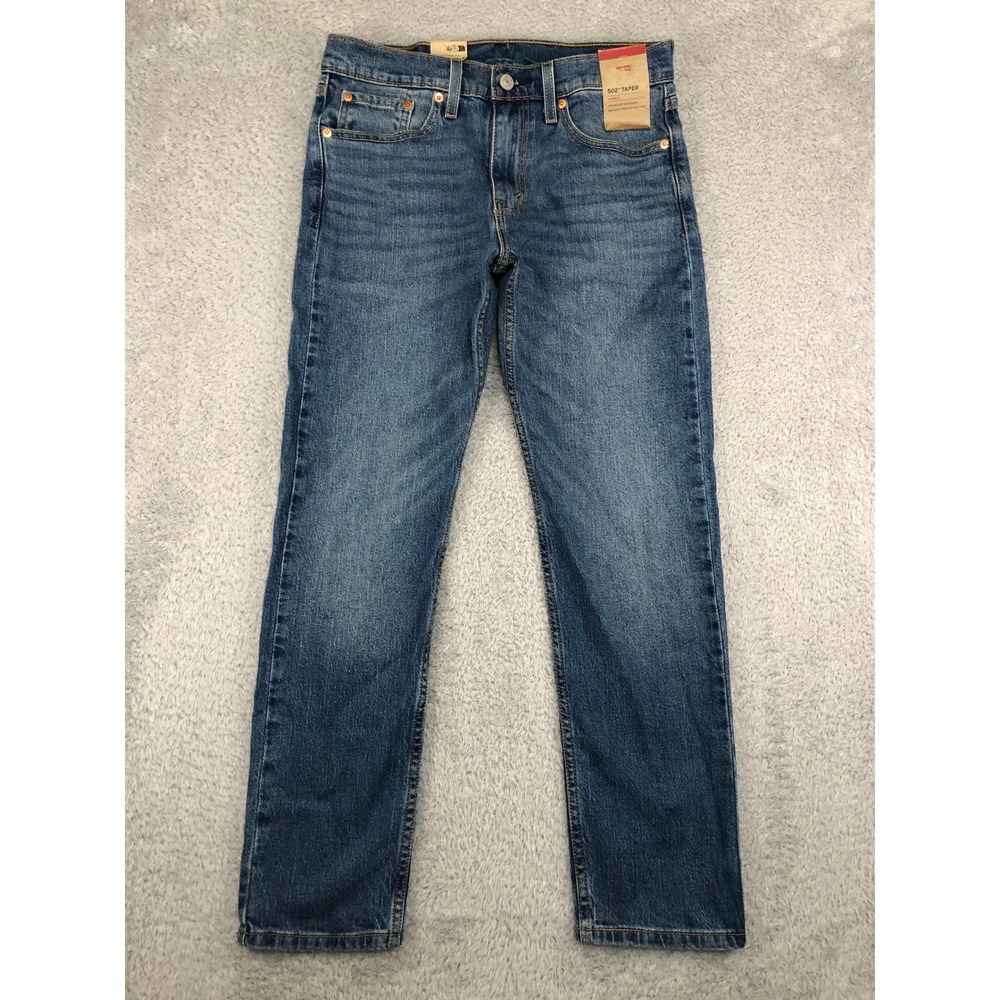 Levi's 502 Jeans Men 29x28 (Tag 29x30) Blue NWT Taper Stretch Denim